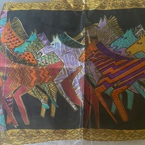 Colorful Horse Print Silk Scarf - Multicolor 50 Inch